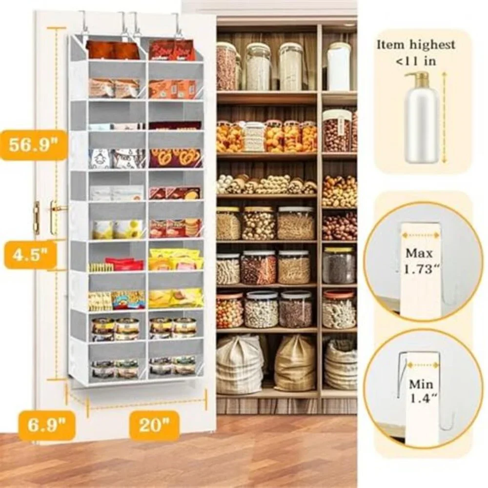 Over Door Organizer 5 Tier Hanging Storage With Mesh Pockets